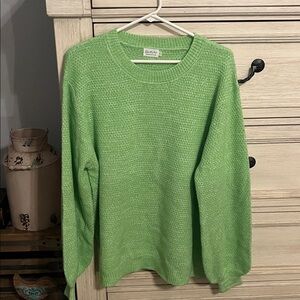Slouchy Line Green Bubble Sweater